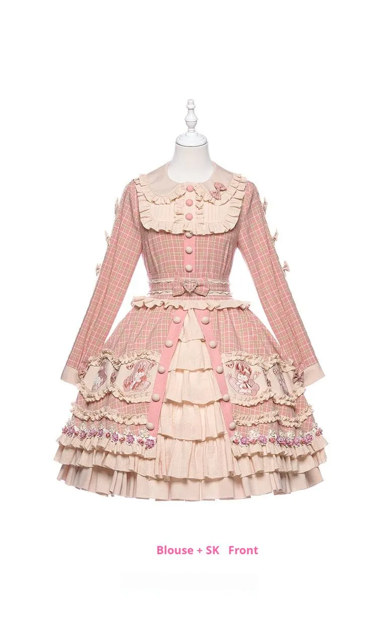 Youpairui~Helford~Sweet Coordinated Lolita Suit Pink Plaid Lolita SK Set